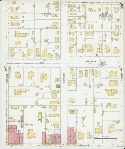 Sanborn Fire Insurance Map from Greenville, Washington County, Mississippi (1900), Sheet #0005 - Complete Map Set gallery image, historic Sanborn map, vintage wall art, Mississippi Mississippi