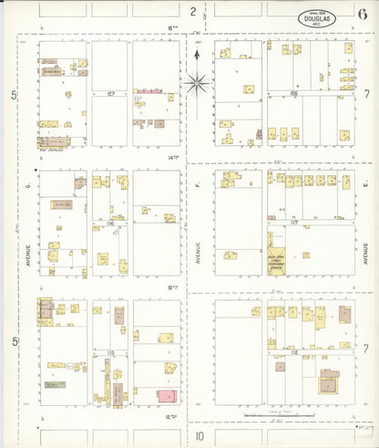 Sanborn Fire Insurance Map from Douglas, Cochise County, Arizona (1904), Sheet #0006 - Complete Map Set gallery image, historic Sanborn map, vintage wall art, Arizona Arizona