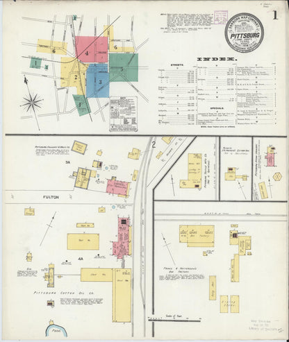 Sanborn Fire Insurance Map from Pittsburg, Camp County, Texas (1906), Sheet #0001 - Historic Sanborn Fire Insurance Map Print, vintage old map wall art, antique decor, genealogy gift, Texas Texas map