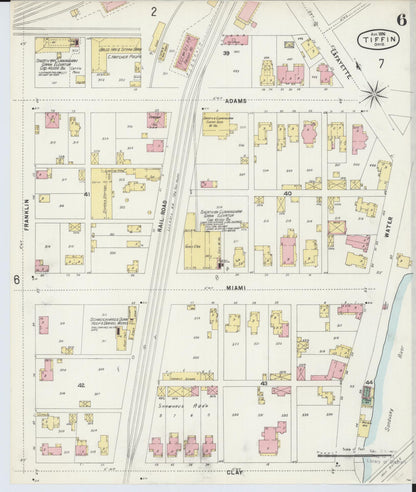 Sanborn Fire Insurance Map from Tiffin, Seneca County, Ohio (1896), Sheet #0006 - Complete Map Set gallery image, historic Sanborn map, vintage wall art, Ohio Ohio