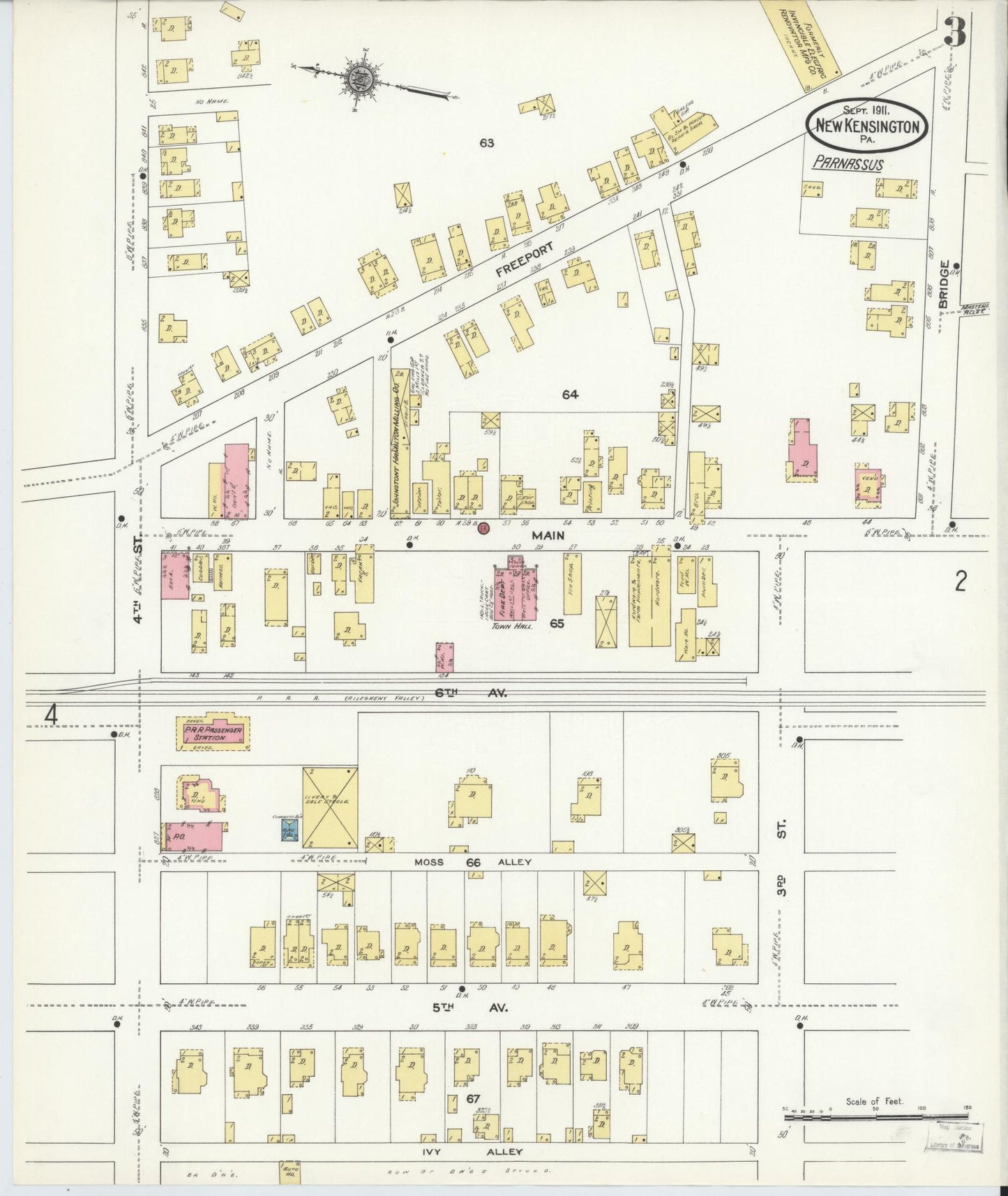 Sanborn Fire Insurance Map from New Kensington, Westmoreland County, Pennsylvania (1911), Sheet #0003 - Complete Map Set gallery image, historic Sanborn map, vintage wall art, Pennsylvania Pennsylvania