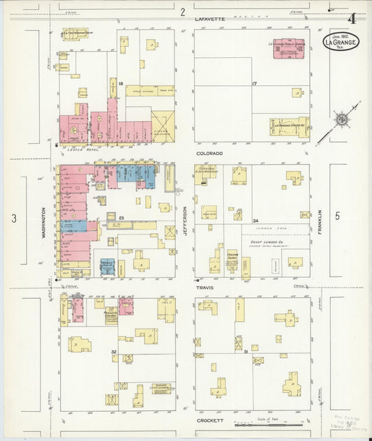 Sanborn Fire Insurance Map from La Grange, Fayette County, Texas (1912), Sheet #0004 - Historic Sanborn Fire Insurance Map Print, vintage old map wall art, antique decor, genealogy gift, Texas Texas map