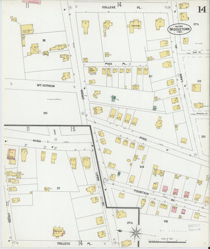 Sanborn Fire Insurance Map from Middletown, Middlesex County, Connecticut (1901), Sheet #0014 - Complete Map Set gallery image, historic Sanborn map, vintage wall art, Connecticut Connecticut