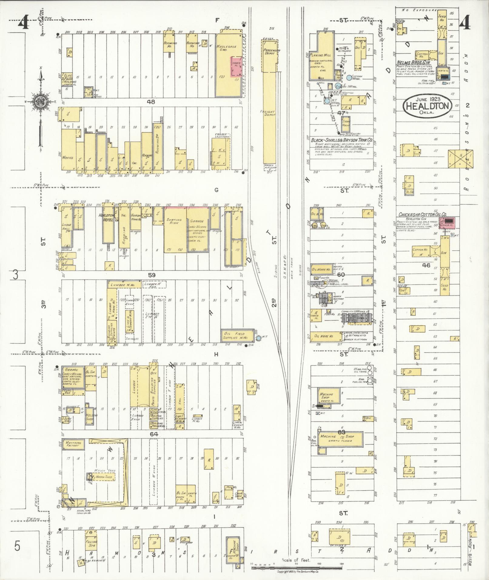 Sanborn Fire Insurance Map from Healdton, Carter County, Oklahoma (1923), Sheet #0004 - Complete Map Set gallery image, historic Sanborn map, vintage wall art, Oklahoma Oklahoma
