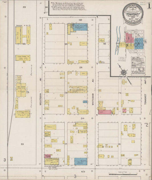 Sanborn Fire Insurance Map from Tonasket, Okanogan County, Washington (1922), Sheet #0001 - Complete Map Set gallery image, historic Sanborn map, vintage wall art, Washington Washington