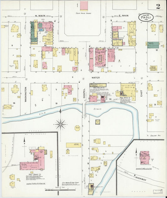 Sanborn Fire Insurance Map from Paoli, Orange County, Indiana (1909), Sheet #0002 - Historic Sanborn Fire Insurance Map Print, vintage old map wall art, antique decor, genealogy gift, Indiana Indiana map