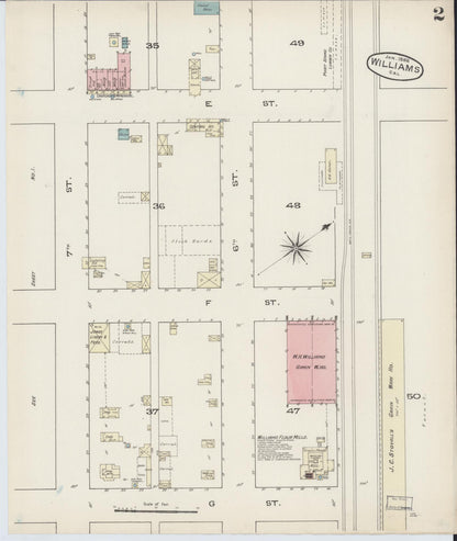Sanborn Fire Insurance Map from Williams, Colusa County, California (1886), Sheet #0002 - Complete Map Set gallery image, historic Sanborn map, vintage wall art, California California