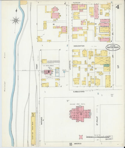 Sanborn Fire Insurance Map from Baton Rouge, East Baton Rouge Parish, Louisiana (1903), Sheet #0004 - Complete Map Set gallery image, historic Sanborn map, vintage wall art, Louisiana Louisiana