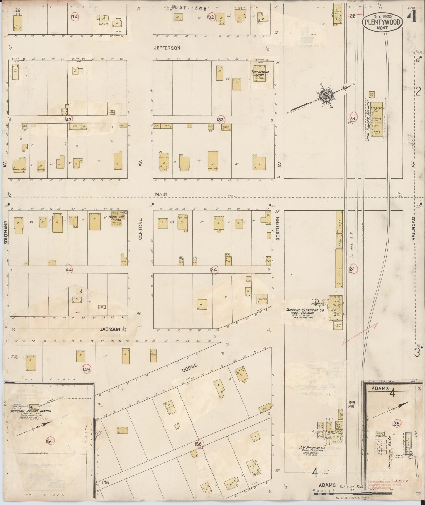 Sanborn Fire Insurance Map from Plentywood, Sheridan County, Montana (1929), Sheet #0004 - Historic Sanborn Fire Insurance Map Print, vintage old map wall art, antique decor, genealogy gift, Montana Montana map