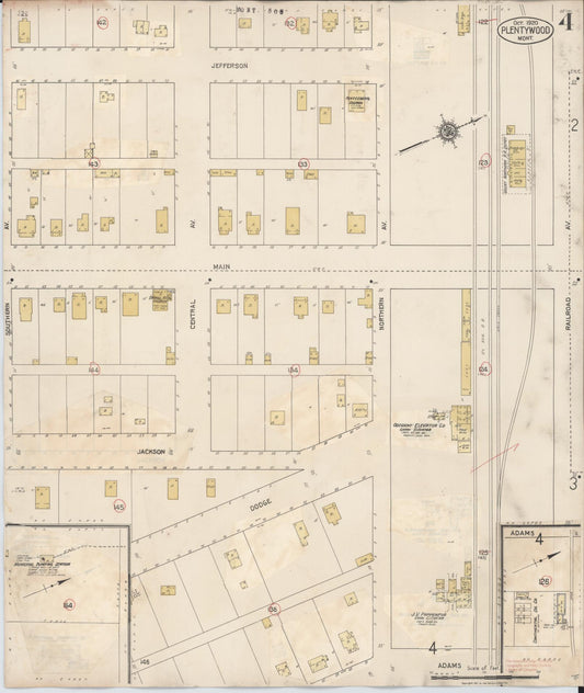 Sanborn Fire Insurance Map from Plentywood, Sheridan County, Montana (1929), Sheet #0004 - Historic Sanborn Fire Insurance Map Print, vintage old map wall art, antique decor, genealogy gift, Montana Montana map