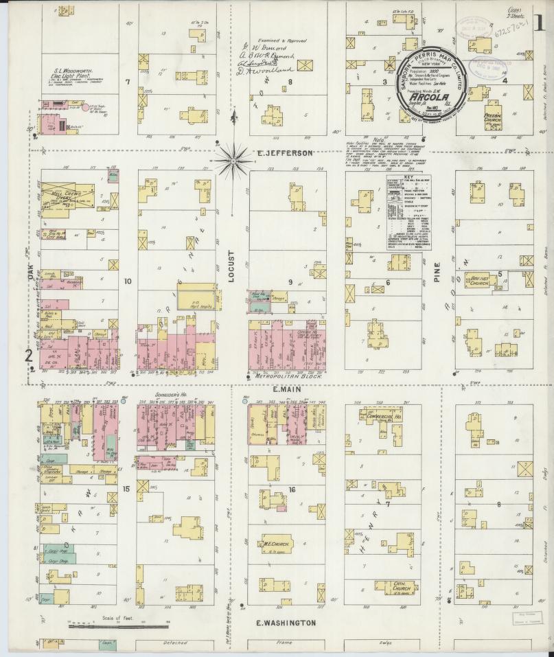 Sanborn Fire Insurance Map from Arcola, Douglas County, Illinois. (1897) – Map View