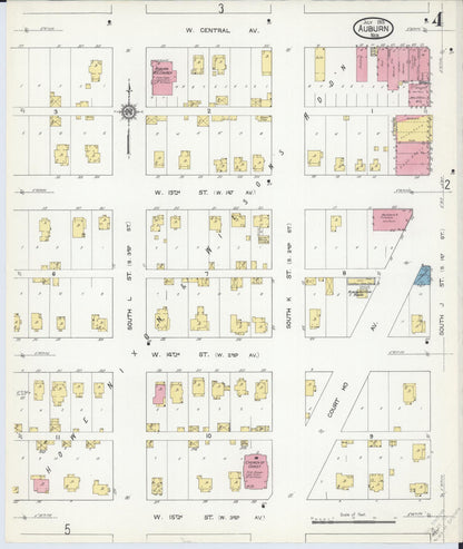 Sanborn Fire Insurance Map from Auburn, Nemaha County, Nebraska (1913), Sheet #0004 - Complete Map Set gallery image, historic Sanborn map, vintage wall art, Nebraska Nebraska