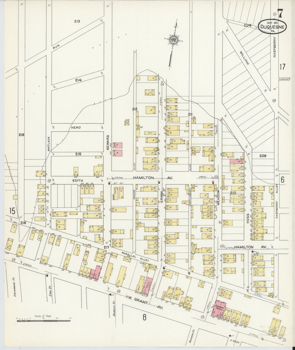 Sanborn Fire Insurance Map from Duquesne, Allegheny County, Pennsylvania (1911), Sheet #0007 - Complete Map Set gallery image, historic Sanborn map, vintage wall art, Pennsylvania Pennsylvania