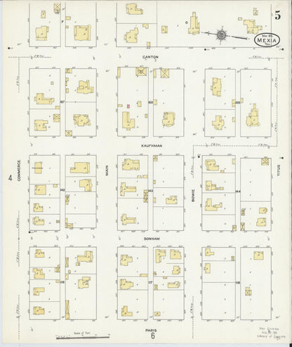 Sanborn Fire Insurance Map from Mexia, Limestone County, Texas (1911), Sheet #0005 - Historic Sanborn Fire Insurance Map Print, vintage old map wall art, antique decor, genealogy gift, Texas Texas map