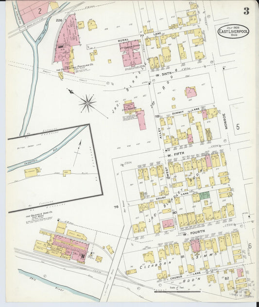Sanborn Fire Insurance Map from East Liverpool, Columbiana County, Ohio (1908), Sheet #0003 - Historic Sanborn Fire Insurance Map Print, vintage old map wall art, antique decor, genealogy gift, Ohio Ohio map