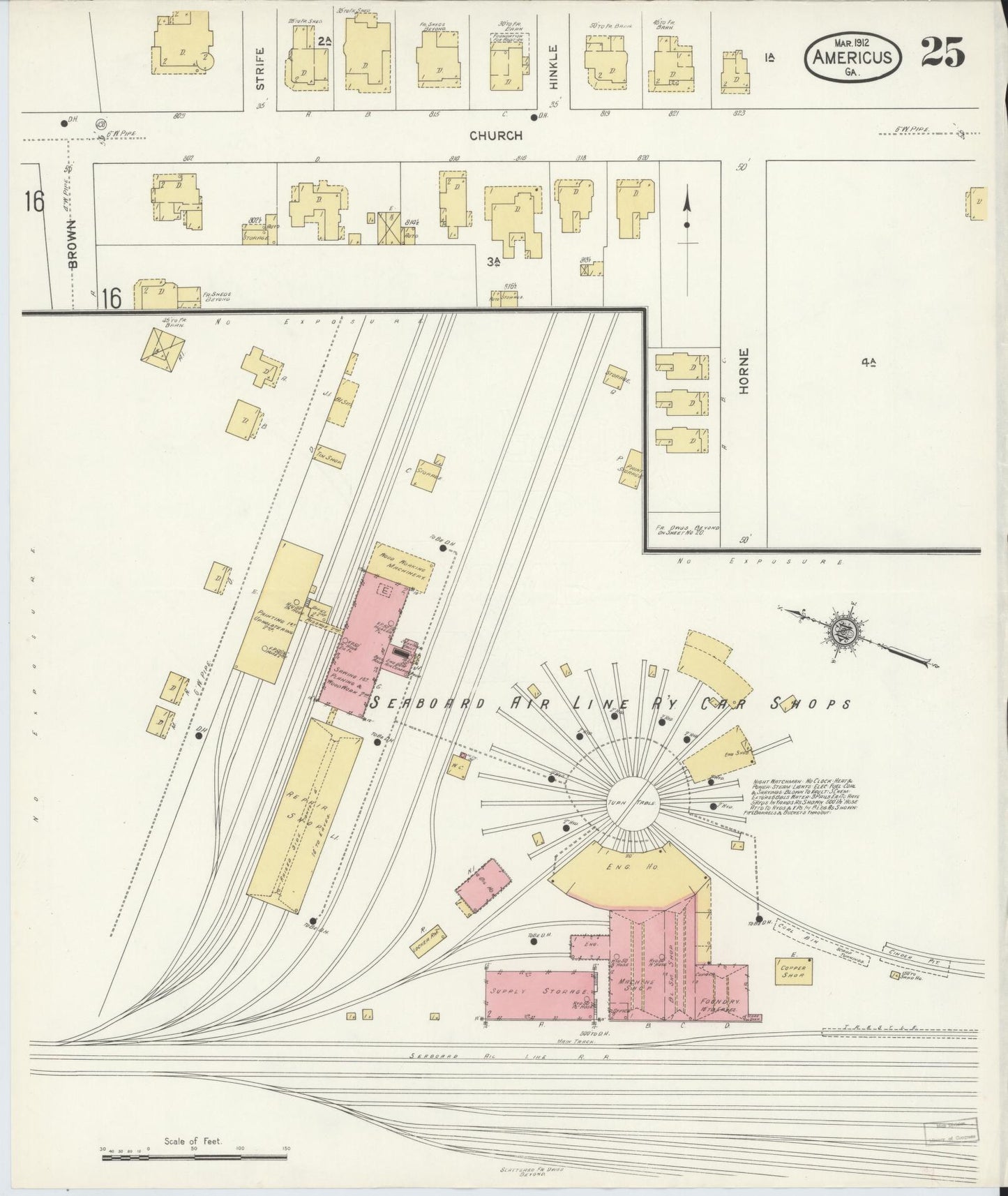 Sanborn Fire Insurance Map from Americus, Sumter County, Georgia (1912), Sheet #0025 - Historic Sanborn Fire Insurance Map Print, vintage old map wall art, antique decor, genealogy gift, Georgia Georgia map