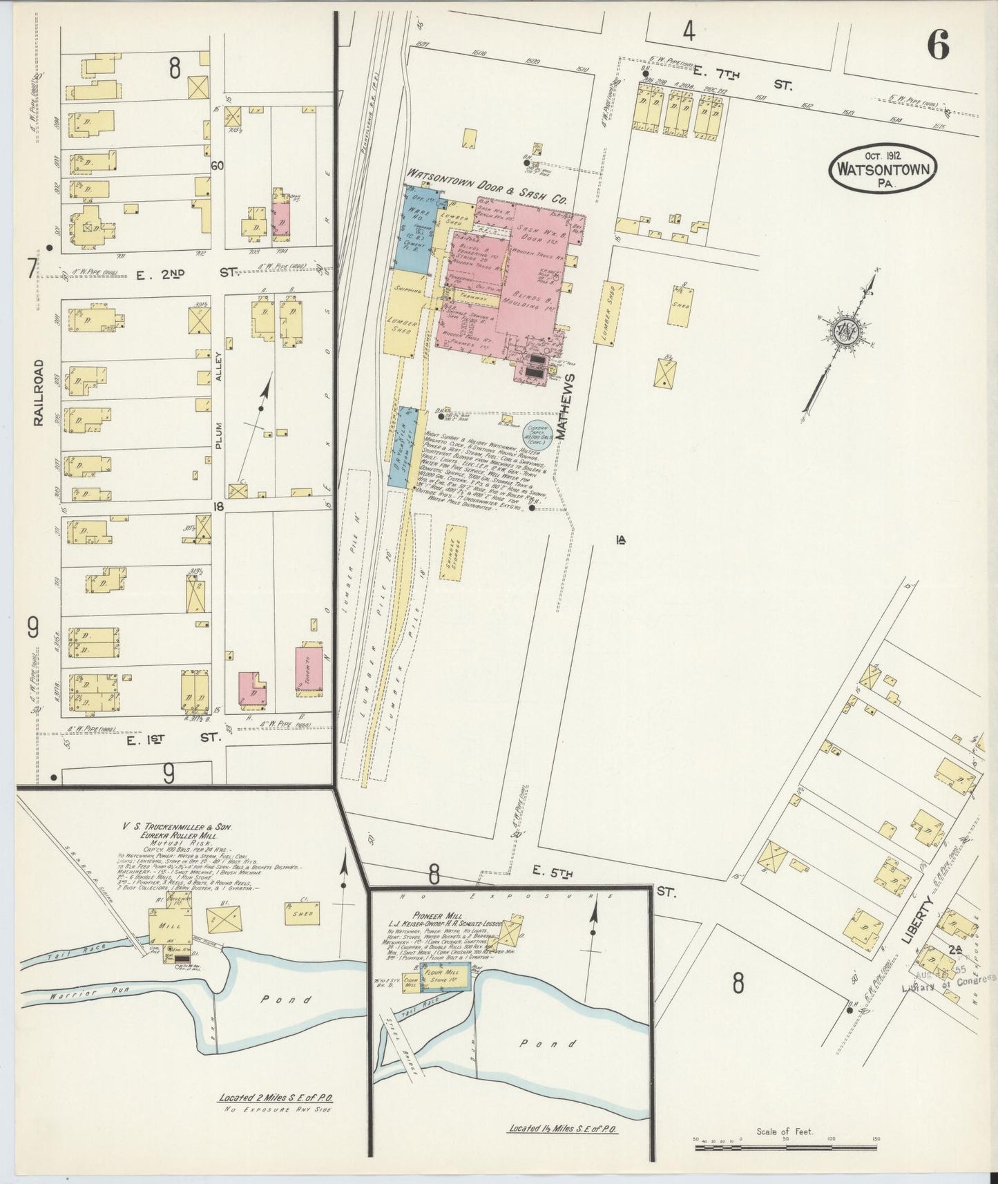 Sanborn Fire Insurance Map from Watsontown, Northumberland County, Pennsylvania (1912), Sheet #0006 - Complete Map Set gallery image, historic Sanborn map, vintage wall art, Pennsylvania Pennsylvania