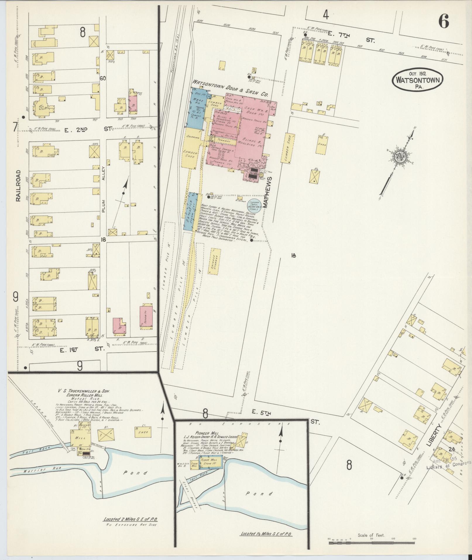 Sanborn Fire Insurance Map from Watsontown, Northumberland County, Pennsylvania (1912), Sheet #0006 - Complete Map Set gallery image, historic Sanborn map, vintage wall art, Pennsylvania Pennsylvania