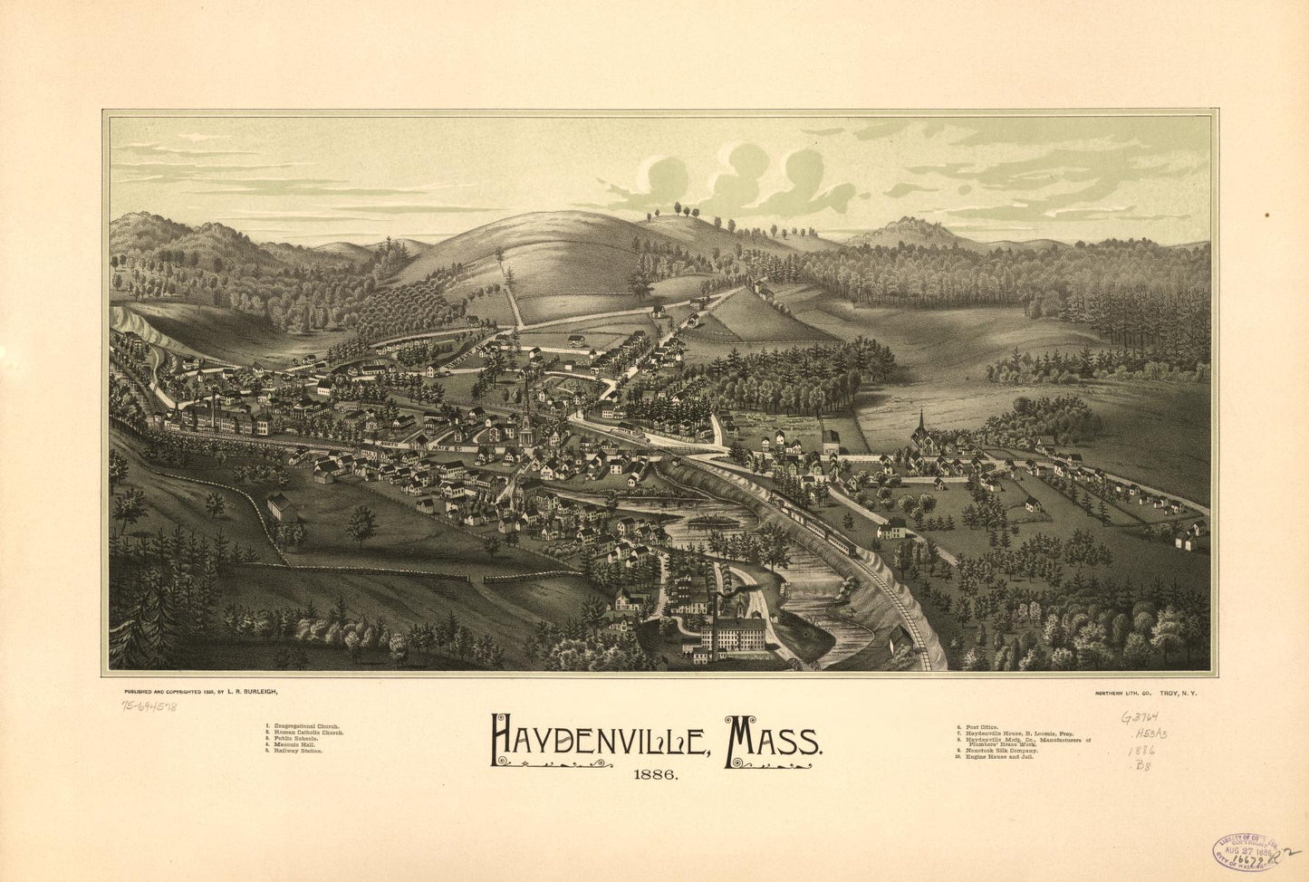 Haydenville, Mass. 1886. (1886) – Historic Bird’s-Eye View Panorama Print
