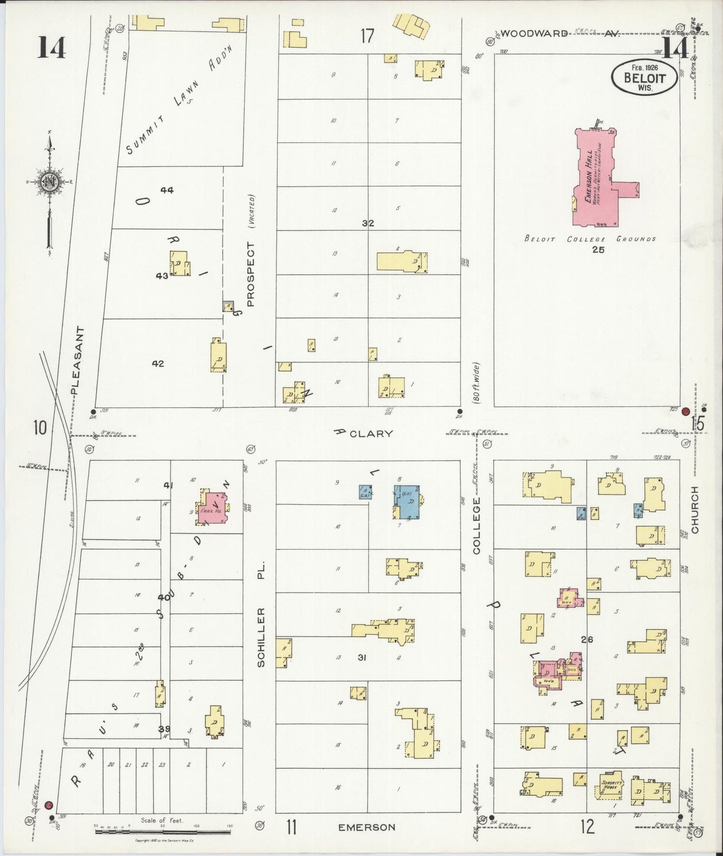 Sanborn Fire Insurance Map from Beloit, Rock County, Wisconsin (1926), Sheet #0014 - Complete Map Set gallery image, historic Sanborn map, vintage wall art, Wisconsin Wisconsin