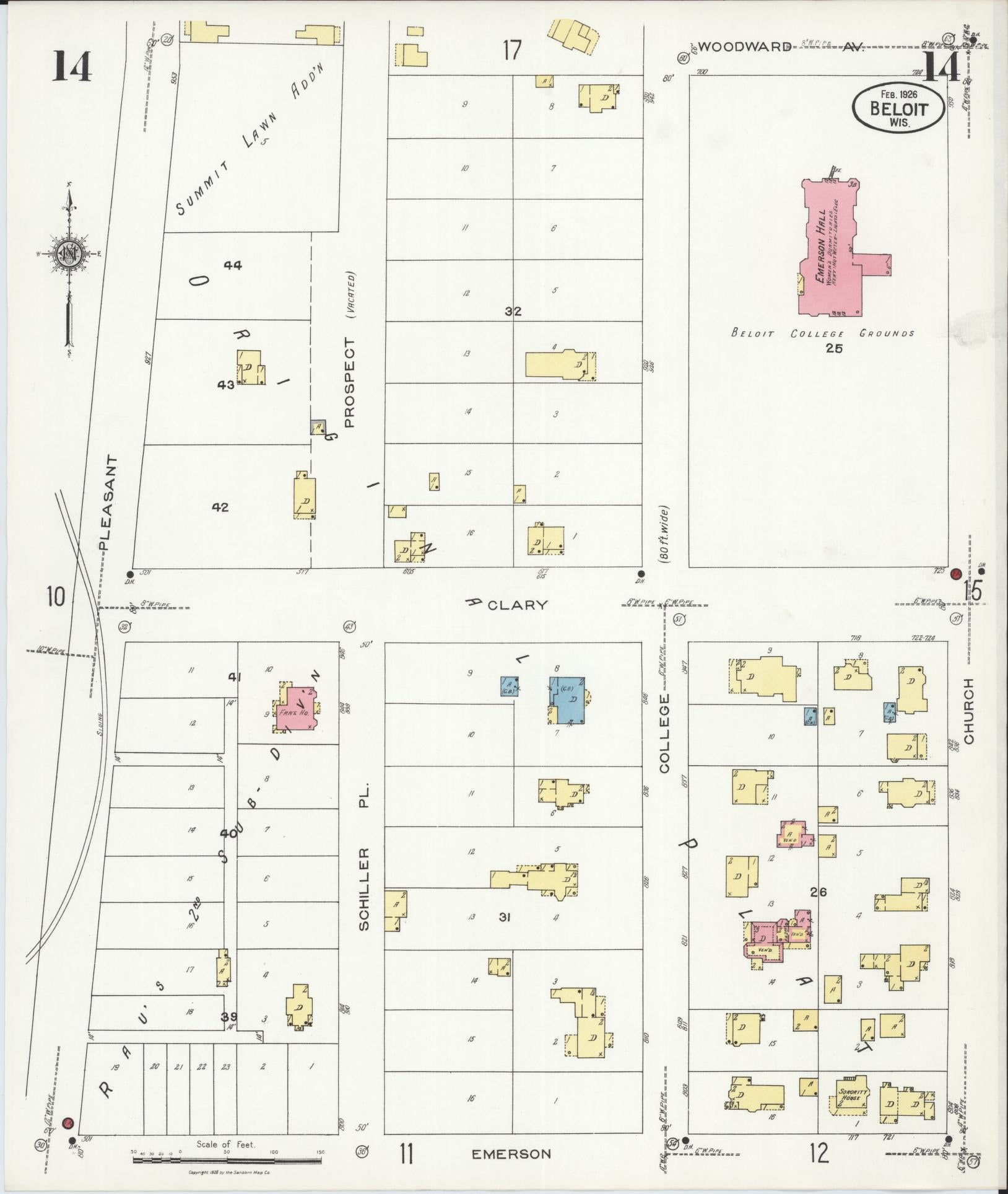 Sanborn Fire Insurance Map from Beloit, Rock County, Wisconsin (1926), Sheet #0014 - Complete Map Set gallery image, historic Sanborn map, vintage wall art, Wisconsin Wisconsin