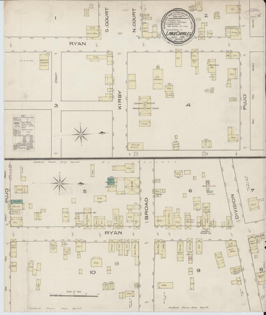 Sanborn Fire Insurance Map from Lake Charles, Calcasieu Parish, Louisiana. (1885) – Historic Sanborn Fire Insurance Map Print