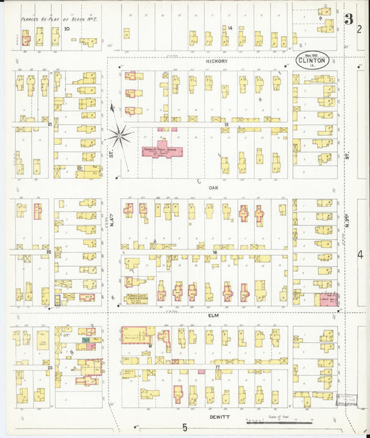 Sanborn Fire Insurance Map from Clinton, Clinton County, Iowa (1902), Sheet #0003 - Historic Sanborn Fire Insurance Map Print, vintage old map wall art