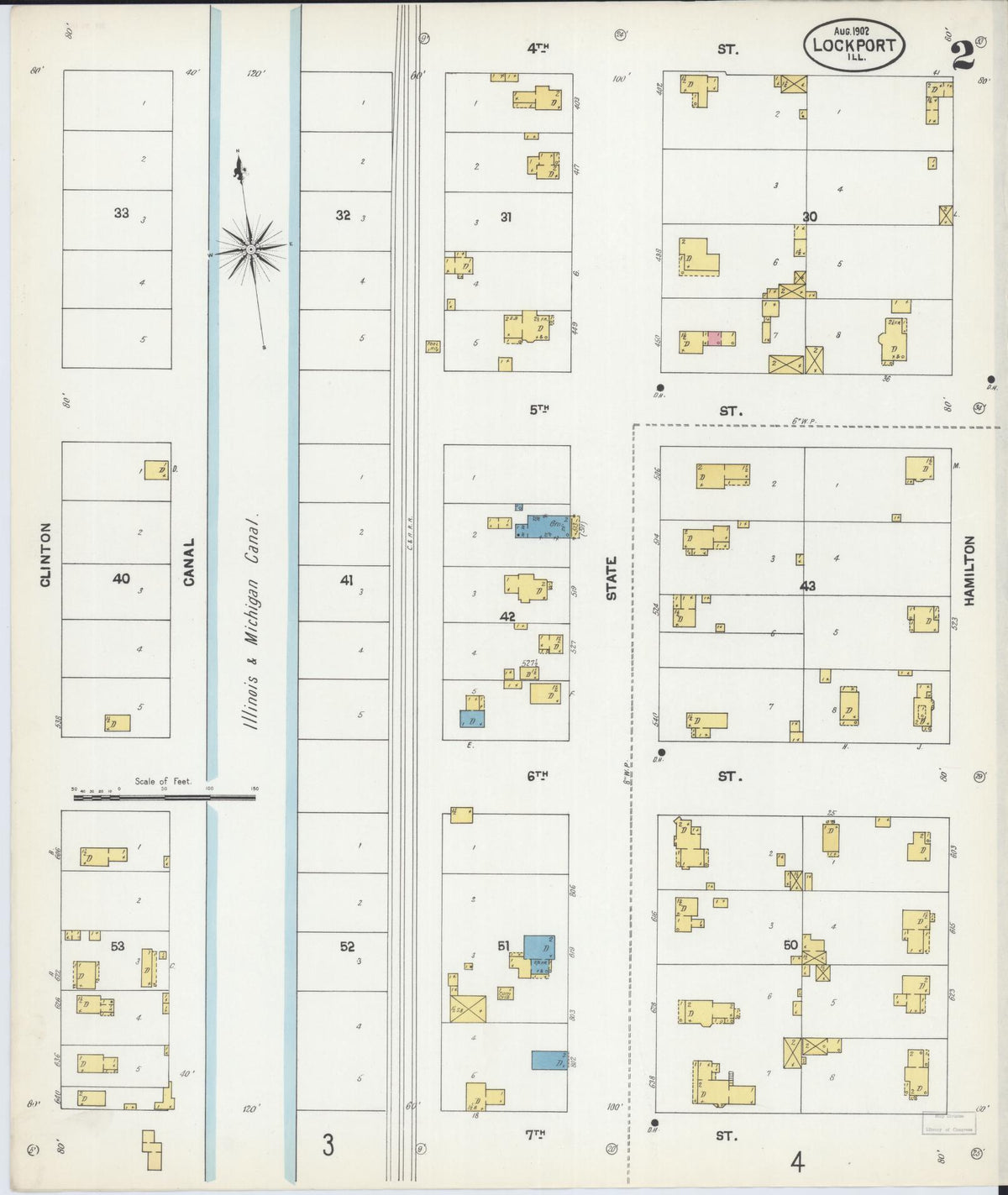 Sanborn Fire Insurance Map from Lockport, Will County, Illinois (1902), Sheet #0002 - Complete Map Set gallery image, historic Sanborn map, vintage wall art, Illinois Illinois