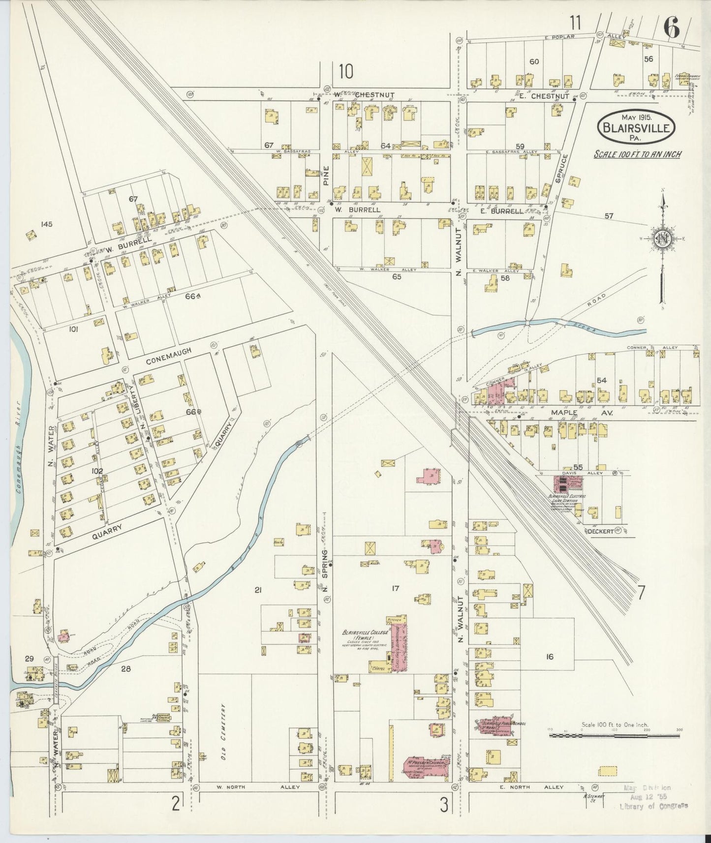 Sanborn Fire Insurance Map from Blairsville, Indiana County, Pennsylvania (1915), Sheet #0006 - Complete Map Set gallery image, historic Sanborn map, vintage wall art, Blairsville Indiana