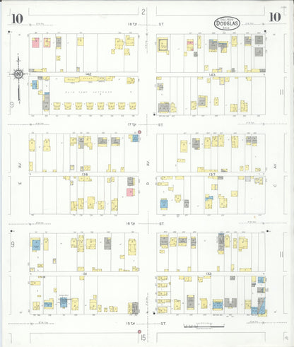 Sanborn Fire Insurance Map from Douglas, Cochise County, Arizona (1929), Sheet #0010 - Complete Map Set gallery image, historic Sanborn map, vintage wall art, Arizona Arizona