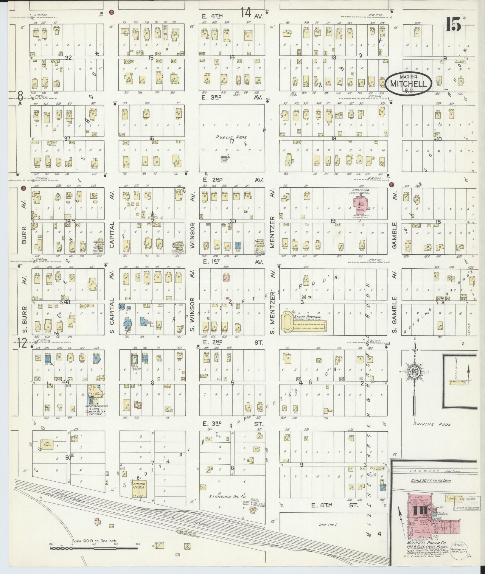 Sanborn Fire Insurance Map from Mitchell, Davison County, South Dakota (1914), Sheet #0015 - Complete Map Set gallery image, historic Sanborn map, vintage wall art, South Dakota South Dakota