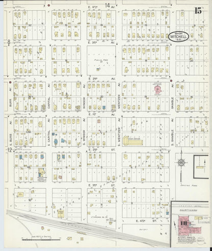 Sanborn Fire Insurance Map from Mitchell, Davison County, South Dakota (1914), Sheet #0015 - Complete Map Set gallery image, historic Sanborn map, vintage wall art, South Dakota South Dakota
