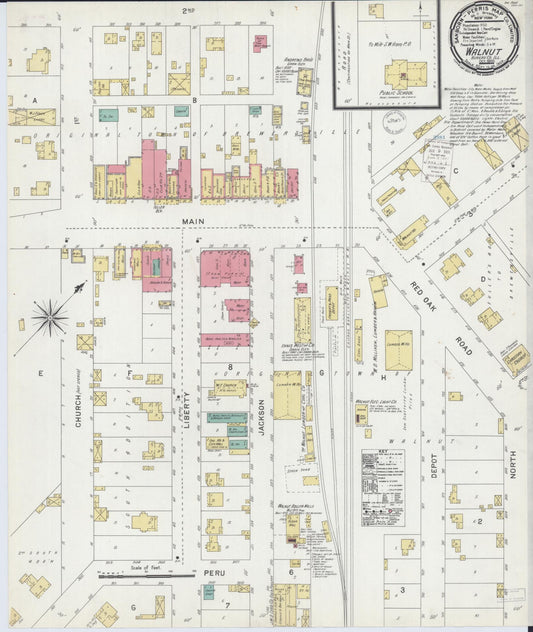 Sanborn Fire Insurance Map from Walnut, Bureau County, Illinois (1900), Sheet #0001 - Historic Sanborn Fire Insurance Map Print, vintage old map wall art, antique decor, genealogy gift, Illinois Illinois map