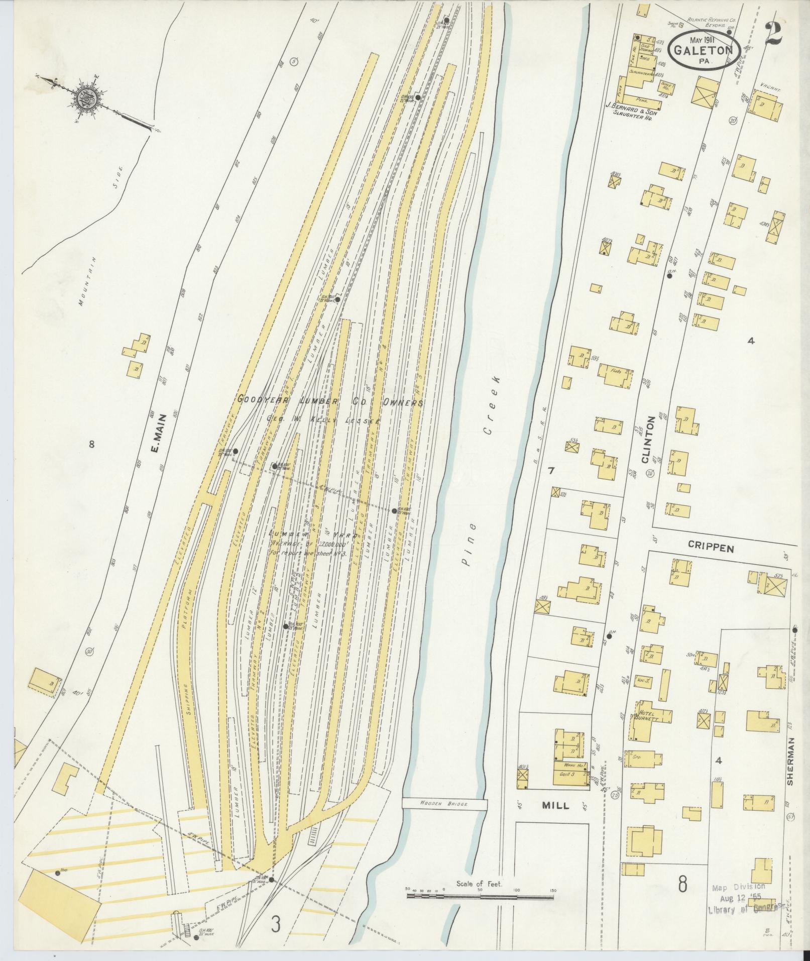 Sanborn Fire Insurance Map from Galeton, Potter County, Pennsylvania (1911), Sheet #0002 - Historic Sanborn Fire Insurance Map Print, vintage old map wall art, antique decor, genealogy gift, Pennsylvania Pennsylvania map