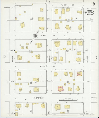 Sanborn Fire Insurance Map from Cisco, Eastland County, Texas (1920), Sheet #0009 - Complete Map Set gallery image, historic Sanborn map, vintage wall art, Texas Texas