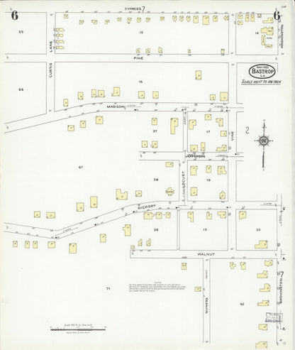 Sanborn Fire Insurance Map from Bastrop, Morehouse Parish, Louisiana (1925), Sheet #0006 - Complete Map Set gallery image, historic Sanborn map, vintage wall art, Louisiana Louisiana