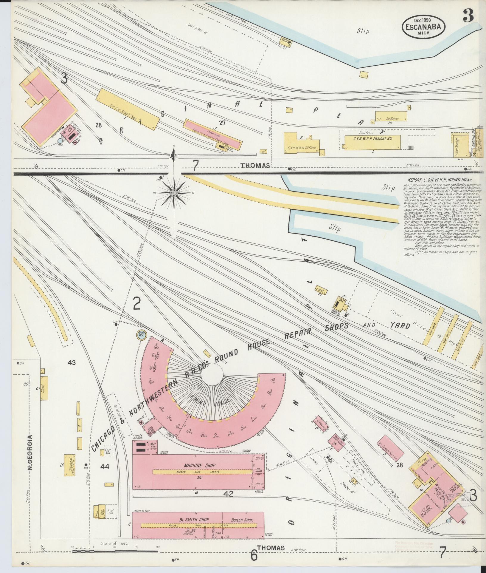 Sanborn Fire Insurance Map from Escanaba, Delta County, Michigan (1899), Sheet #0003 - Historic Sanborn Fire Insurance Map Print, vintage old map wall art, antique decor, genealogy gift, Michigan Michigan map