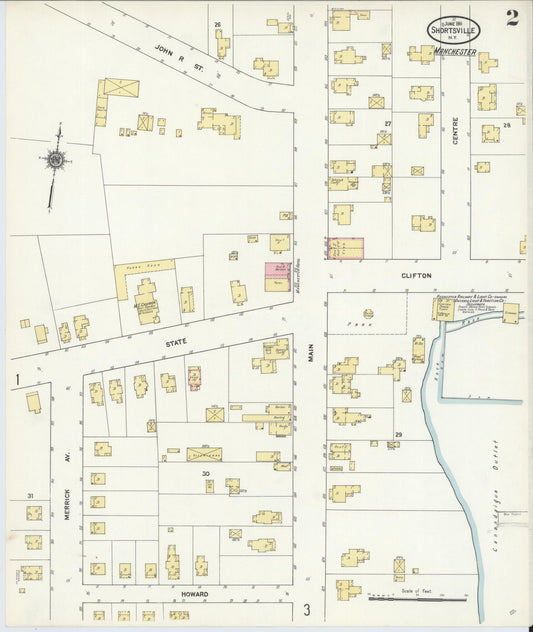 Sanborn Fire Insurance Map from Shortsville, Ontario County, New York (1911), Sheet #0002 - Historic Sanborn Fire Insurance Map Print, vintage old map wall art, antique decor, genealogy gift, New York New York map