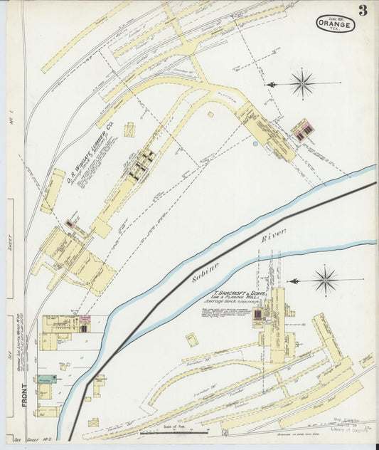 Sanborn Fire Insurance Map from Orange, Orange County, Texas (1891), Sheet #0003 - Historic Sanborn Fire Insurance Map Print, vintage old map wall art, antique decor, genealogy gift, Texas Texas map