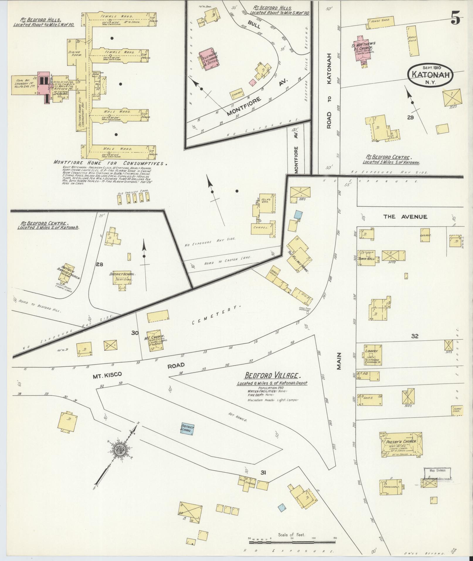 Sanborn Fire Insurance Map from Katonah, Westchester County, New York (1910), Sheet #0005 - Complete Map Set gallery image, historic Sanborn map, vintage wall art, New York New York