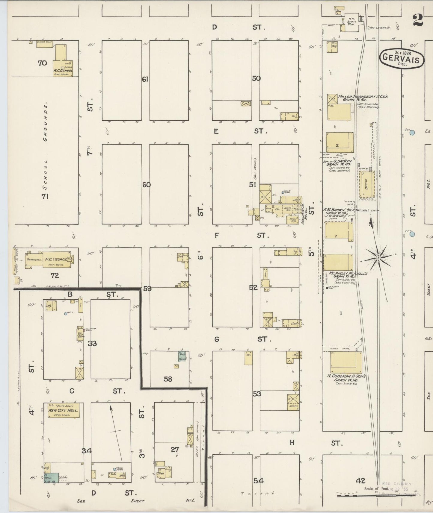 Sanborn Fire Insurance Map from Gervais, Marion County, Oregon (1888), Sheet #0002 - Complete Map Set gallery image, historic Sanborn map, vintage wall art, Oregon Oregon