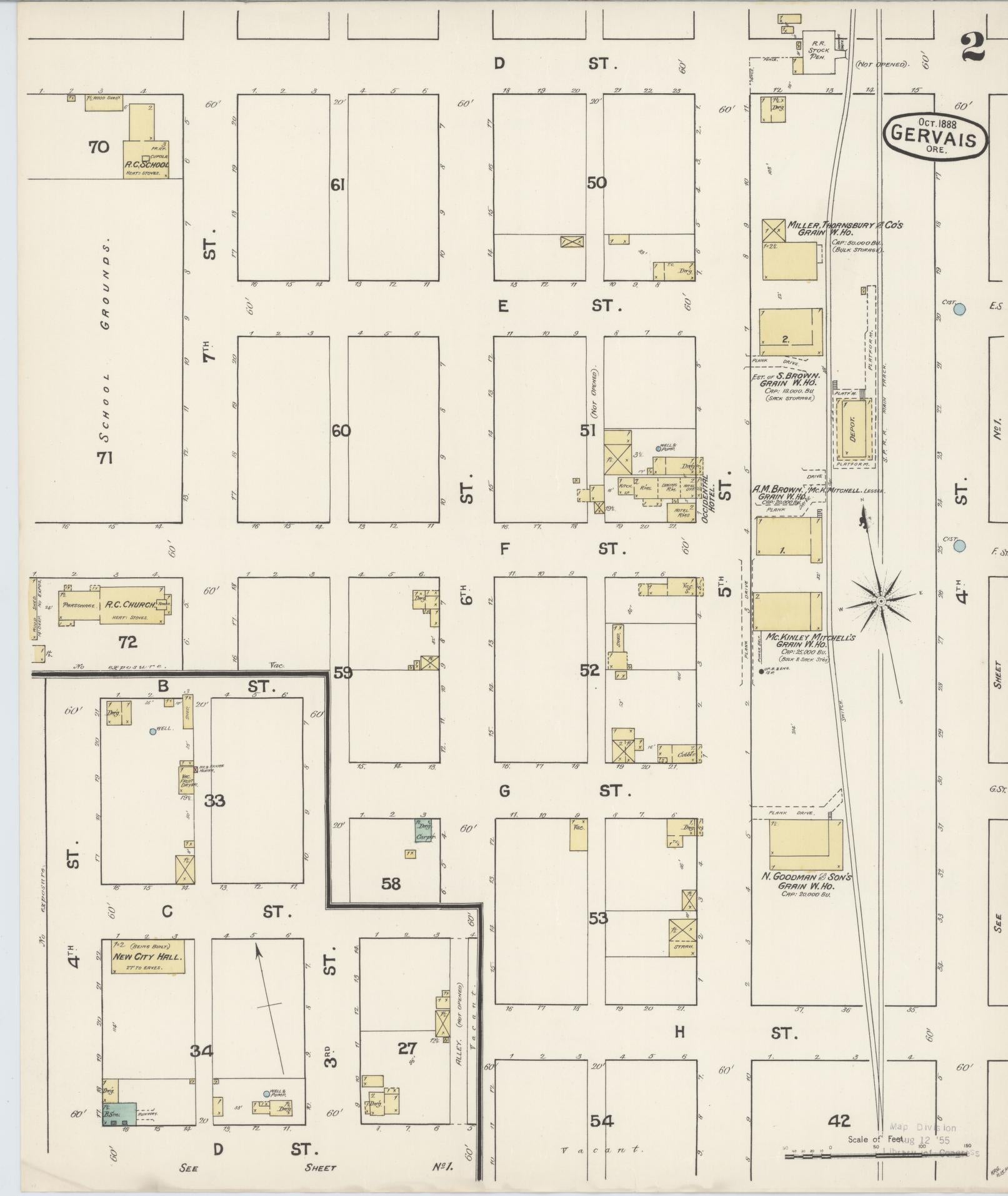 Sanborn Fire Insurance Map from Gervais, Marion County, Oregon (1888), Sheet #0002 - Complete Map Set gallery image, historic Sanborn map, vintage wall art, Oregon Oregon