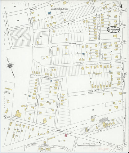 Sanborn Fire Insurance Map from Lynbrook, Nassau County, New York (1919), Sheet #0004 - Complete Map Set gallery image, historic Sanborn map, vintage wall art, New York New York