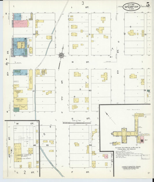 Sanborn Fire Insurance Map from Spearfish, Lawrence County, South Dakota (1909), Sheet #0005 - Historic Sanborn Fire Insurance Map Print, vintage old map wall art, antique decor, genealogy gift, South Dakota South Dakota map