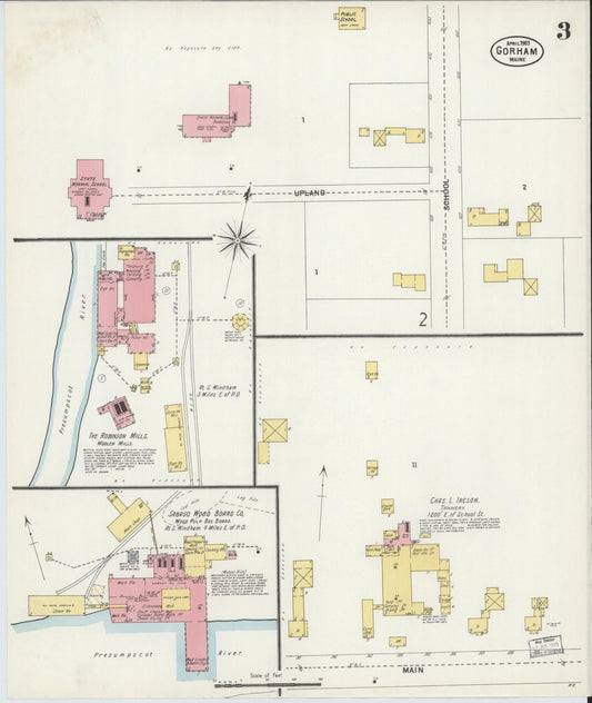 Sanborn Fire Insurance Map from Gorham, Cumberland County, Maine (1903), Sheet #0003 - Historic Sanborn Fire Insurance Map Print, vintage old map wall art, antique decor, genealogy gift, Maine Maine map