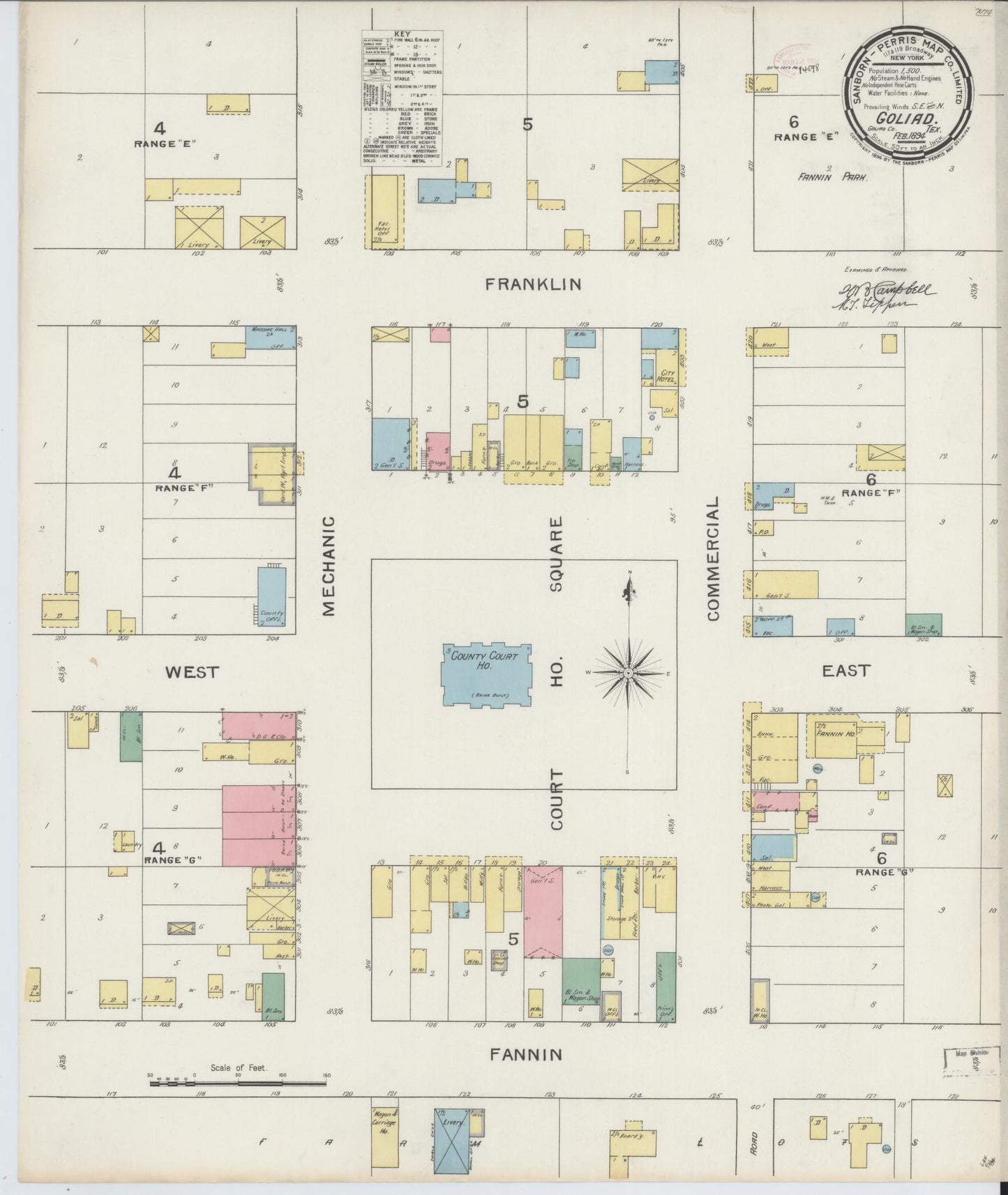 Sanborn Fire Insurance Map from Goliad, Goliad County, Texas. (1894) – Historic Sanborn Fire Insurance Map Print
