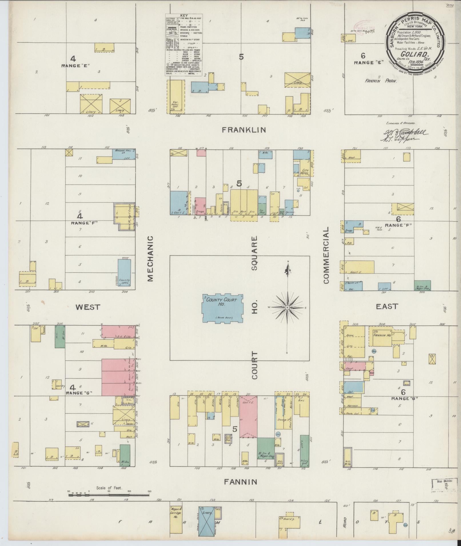 Sanborn Fire Insurance Map from Goliad, Goliad County, Texas. (1894) – Historic Sanborn Fire Insurance Map Print