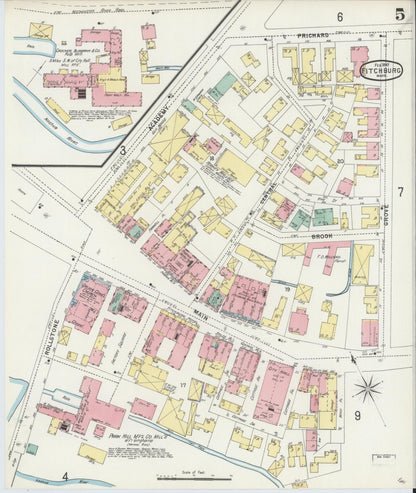 Sanborn Fire Insurance Map from Fitchburg, Worcester County, Massachusetts (1897), Sheet #0005 - Complete Map Set gallery image, historic Sanborn map, vintage wall art, Massachusetts Massachusetts