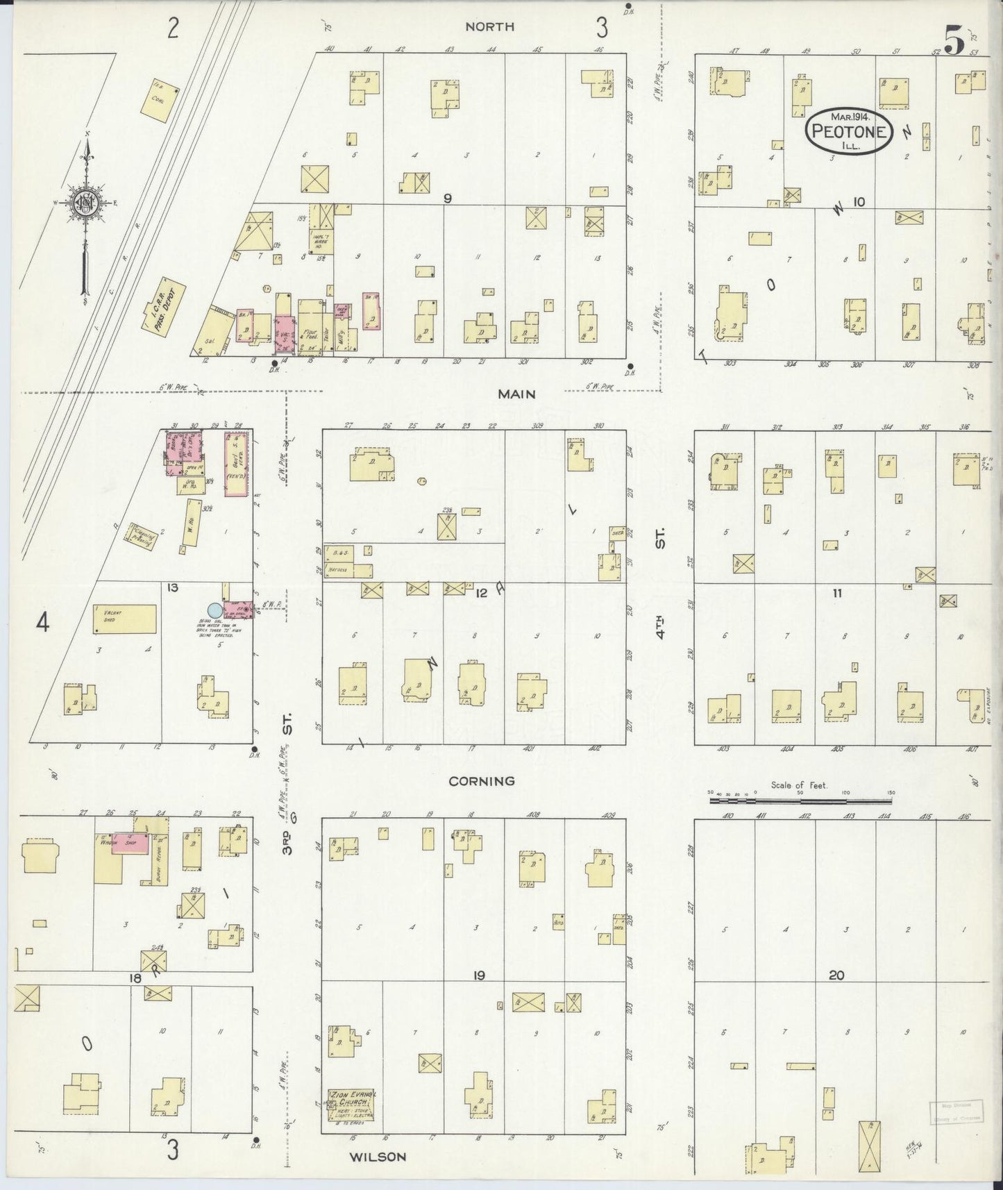 Sanborn Fire Insurance Map from Peotone, Will County, Illinois (1914), Sheet #0005 - Historic Sanborn Fire Insurance Map Print, vintage old map wall art, antique decor, genealogy gift, Illinois Illinois map