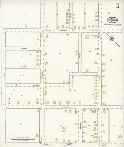 Sanborn Fire Insurance Map from Gorman, Eastland County, Texas (1921), Sheet #0005 - Complete Map Set gallery image, historic Sanborn map, vintage wall art, Texas Texas